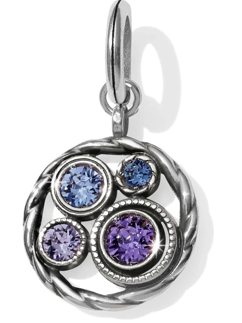 Brighton Halo Silver Purple & Blue Gemstone Circle Pendant Charm